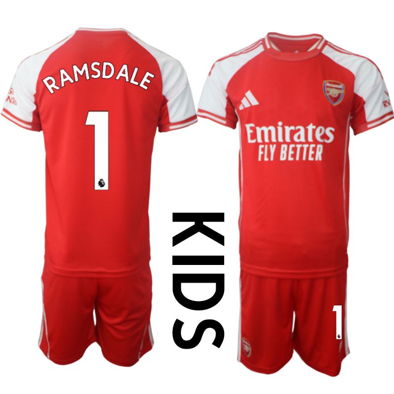 Youth 2025-2026 Season Club Arsenal home red #1 Soccer Jersey